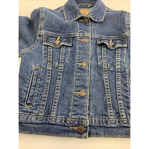 Levi Strauss Youth Girls Denim Jean Jacket Button Collared Fitted Size Large - Picture 3 of 14